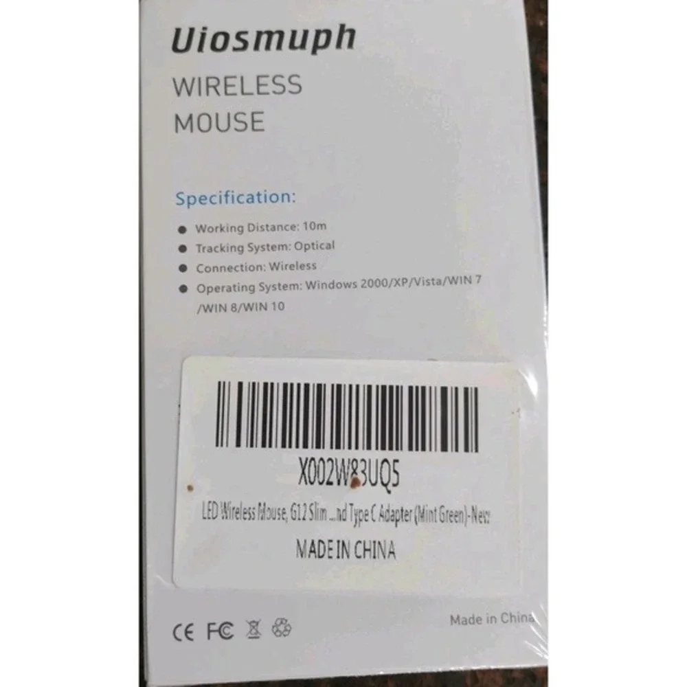 Uiosmuph LED Wireless Silent‎ Mouse- G12 Slim Rechargeable-White